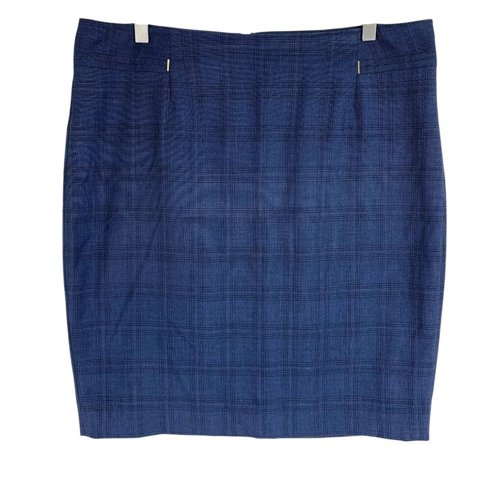 Le Chateau skirt  blue plaid check pattern  straight cut pencil skirt  size12